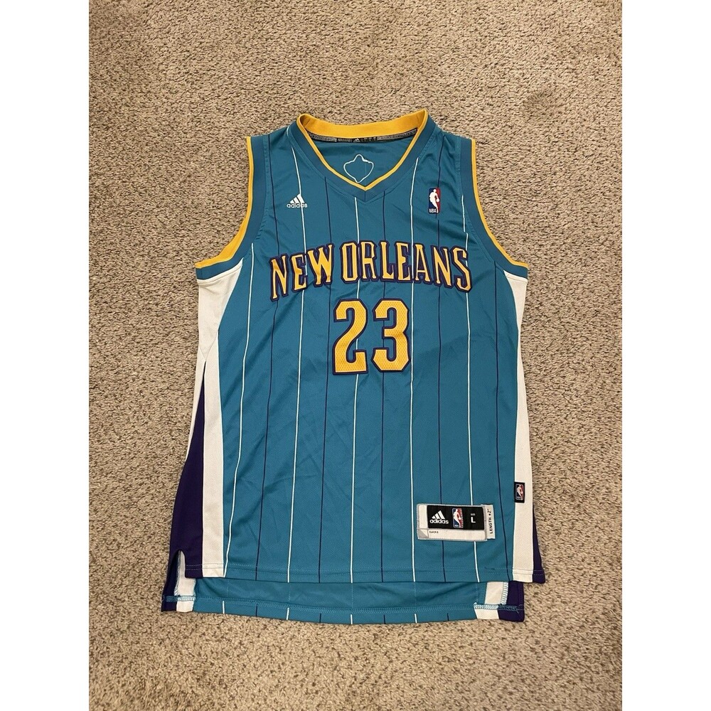 Anthony Davis New Orleans Hornets Adidas L Jersey #23 Blue Yellow Navy